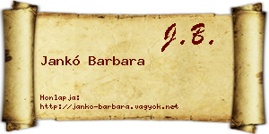 Jankó Barbara névjegykártya