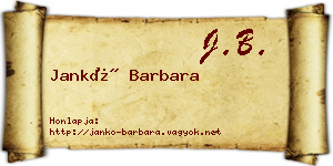Jankó Barbara névjegykártya